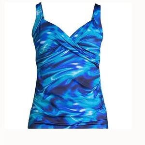 Lands End Plus Chlorine-resistant V-Neck Wrap Underwire Tankini Swimsuit Top 26W